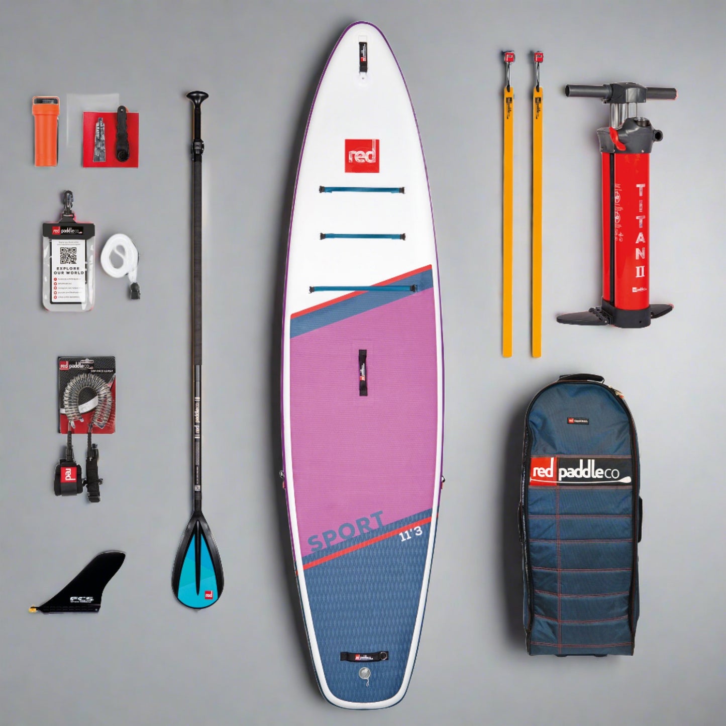 Copenhagen Surf Shop 2021 Red Paddle Co 11'3" SPORT SE TOURING MSL Oppustelig Stand Up Paddle SUP iSUP Board , Taske, Titan 2 Pumpe, Carbon 50 Nylon Paddle & Leash