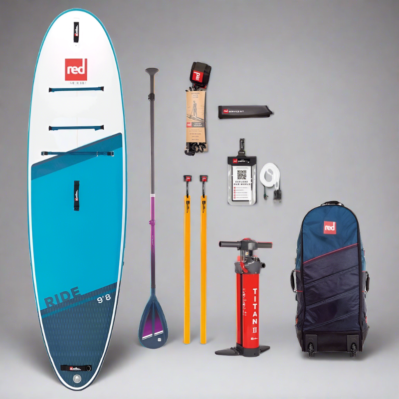 Copenhagen Surf Shop 2022 Red Paddle Co 9'8" RIDE MSL Oppustelig Stand Up Paddle SUP iSUP Board , Taske ATB Transformer Bag, Titan 2 Pumpe, Hybrid Tough Paddle & Leash.
