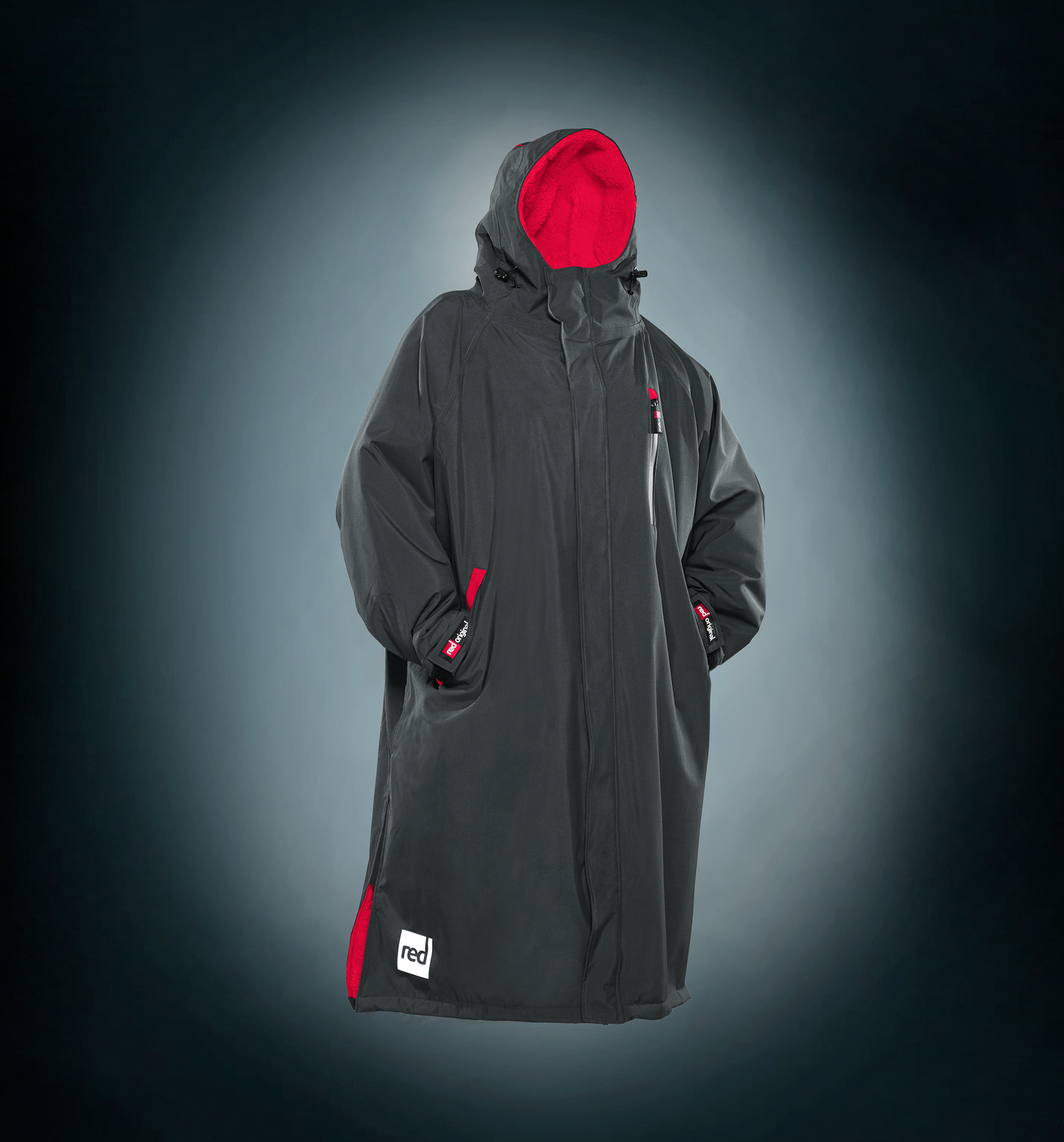 COPENHAGEN SURF SHOP RED PADDLE CO ORIGINAL PRO CHANGE ROBE EVO JAKKE (2022) GREY (GRÅ) (RØD) LANGÆRMET OUTDOOR DRYROBE