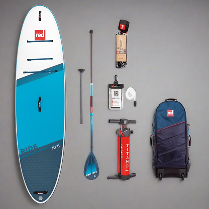 Copenhagen Surf Shop 2022 Red Paddle Co 10'8" RIDE MSL Oppustelig Stand Up Paddle SUP iSUP Board , Taske ATB Transformer Bag, Titan 2 Pumpe, Hybrid Tough Paddle & Leash.